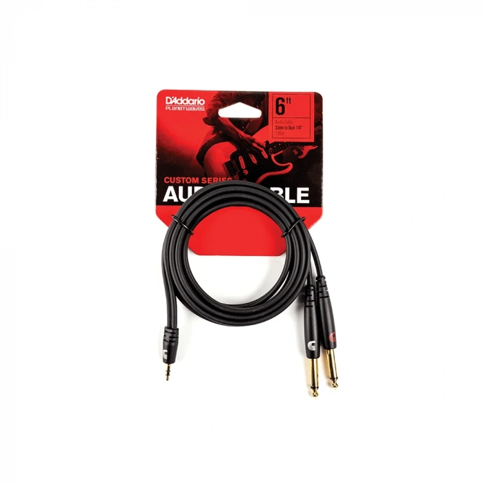 D'Addario PW-MPTS-06 Custom Series 1/8” to Dual 1/4” Audio Cable (1.8m)