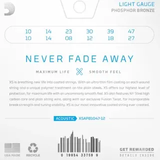 D'Addario XSAPB1047-12 XS Phosphor Bronze Extra Light 12-String 10-47