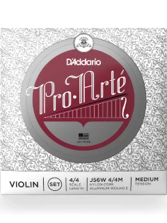 D'Addario J56W 4/4M Pro-Arté Violin String Set With Wound E 4/4 Scale Medium Tension