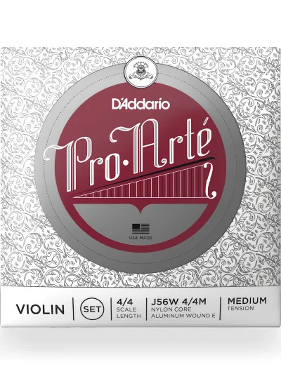 Струни для скрипки D'Addario J56W 4/4M Pro-Arté Violin String Set With Wound E 4/4 Scale Medium Tension