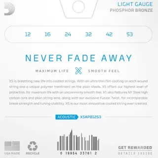 D'Addario XSAPB1253 XS Phosphor Bronze Light 12-53