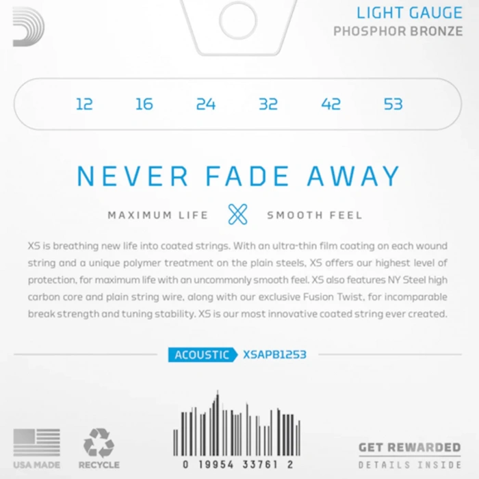 Струни Струни D'Addario XSAPB1253 XS Phosphor Bronze Light 12-53