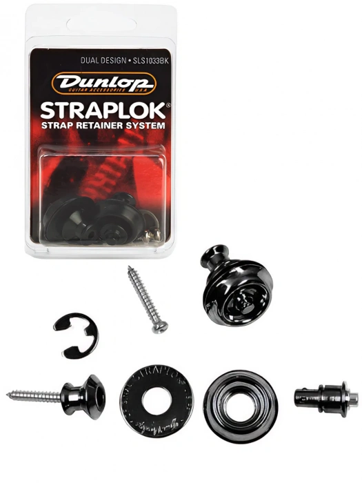 Dunlop SLS1033BK Straplok Strap Retainers Dual Design Black Oxide