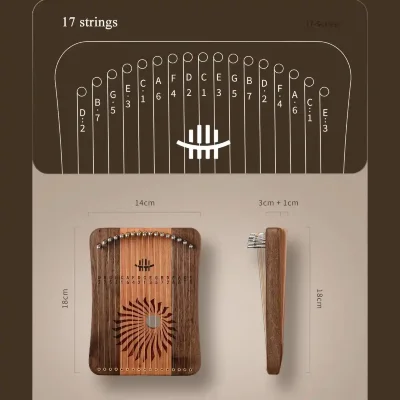 ЛІра Hluru Kalyre 17 strings Cherrywood＆Black Walnut