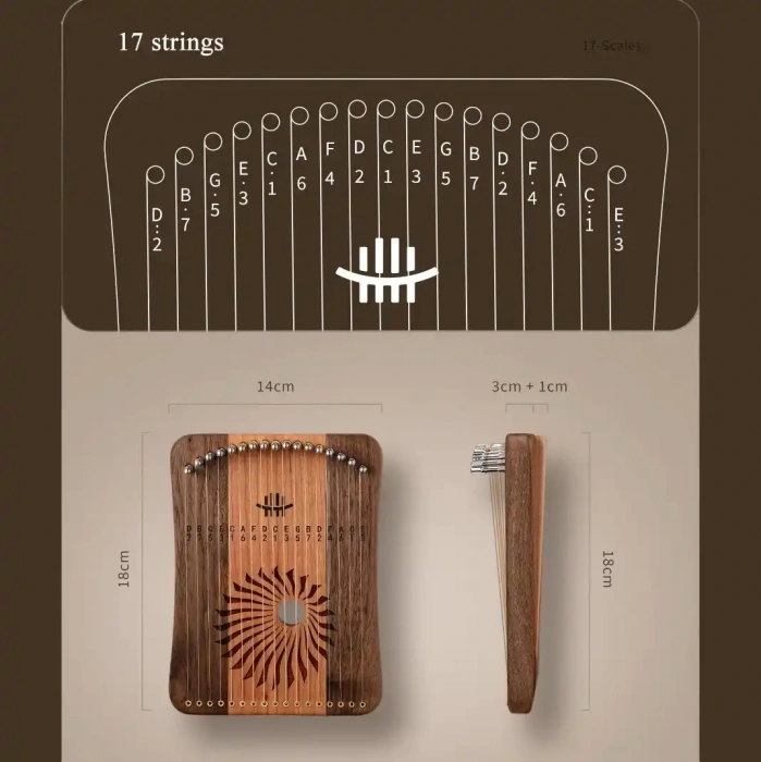 ЛІра ЛІра Hluru Kalyre 17 strings Cherrywood＆Black Walnut
