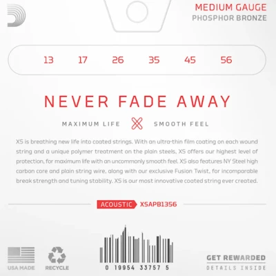 Струни D'Addario XSAPB1356 XS Phosphor Bronze Medium 13-56