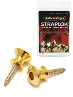 Dunlop SLS1034G Straplok Strap Retainers Dual Design 24KT Gold
