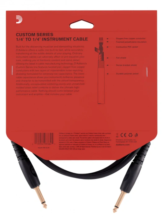 D'Addario PW-G-05 Custom Series Instrument Cable (1.5m)