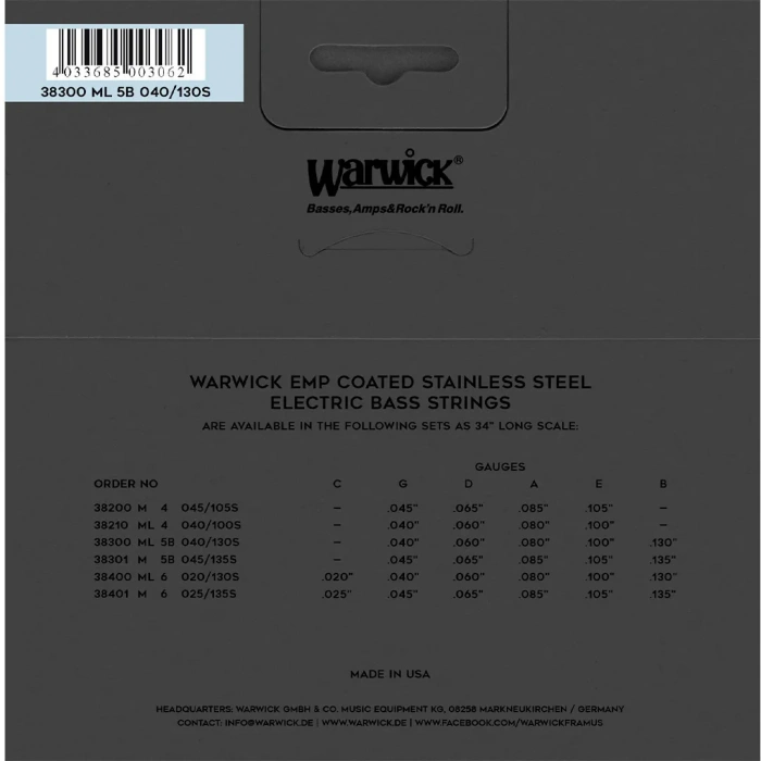 Warwick 38300 EMP Medium Light 5-String (40-130)