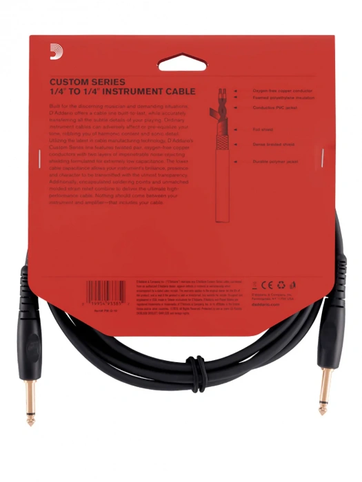 D'Addario PW-G-10 Custom Series Instrument Cable (3m)