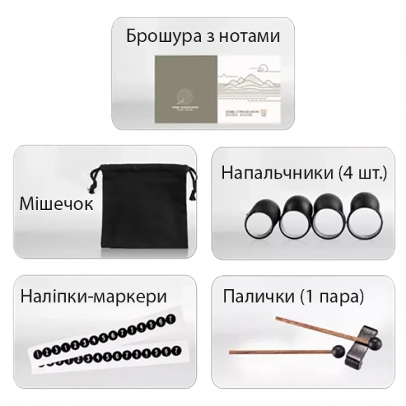 Глюкофон Hluru Huashu THD8-6 InBlack 6" (15см) 8 нот Tongue Drum Carbon Steel