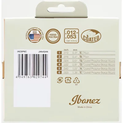 Струни Ibanez IACSP6C Acoustic Guitar String 12-53 Coated