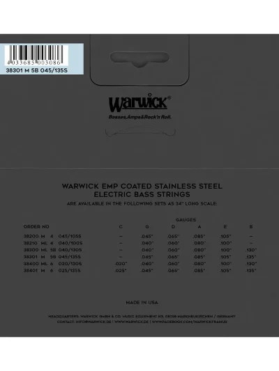 Струни Warwick 38301 EMP Medium 5-String (45-135)