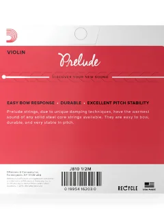 D'Addario J810 1/2M Prelude Violin String Set 1/2 Scale Medium Tension