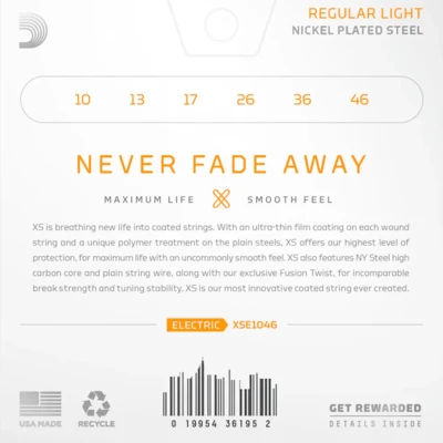 Струни D'Addario XSE1046 XS Coated Regular Light 10-46