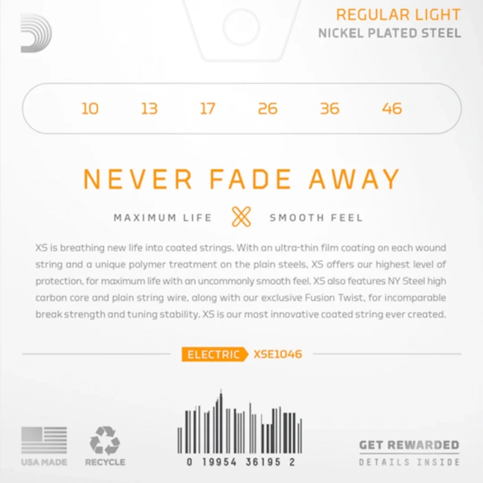 D'Addario XSE1046 XS Coated Regular Light 10-46