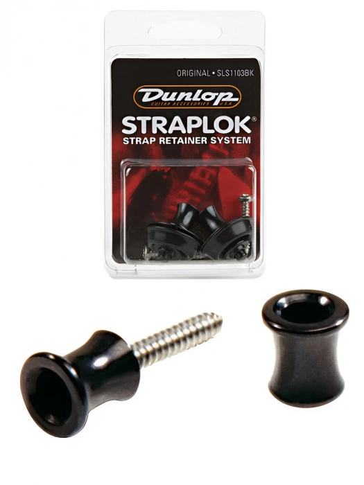 Dunlop SLS1103BK Straplok Strap Retainers Original Black Oxide