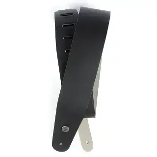 D'Addario 25L00-DX Deluxe Leather Guitar Strap (Black)