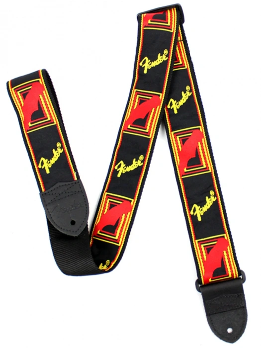 Fender Strap 2" Monogrammed Black/Yellow/Red