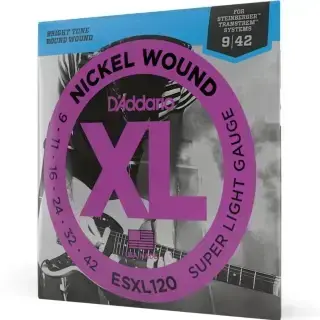 D'Addario ESXL120 XL Nickel Wound Super Light Double Ball End 09-42