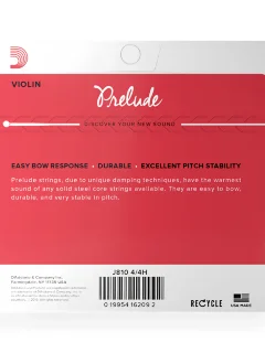 D'Addario J810 4/4H Prelude Violin String Set 4/4 Scale Heavy Tension