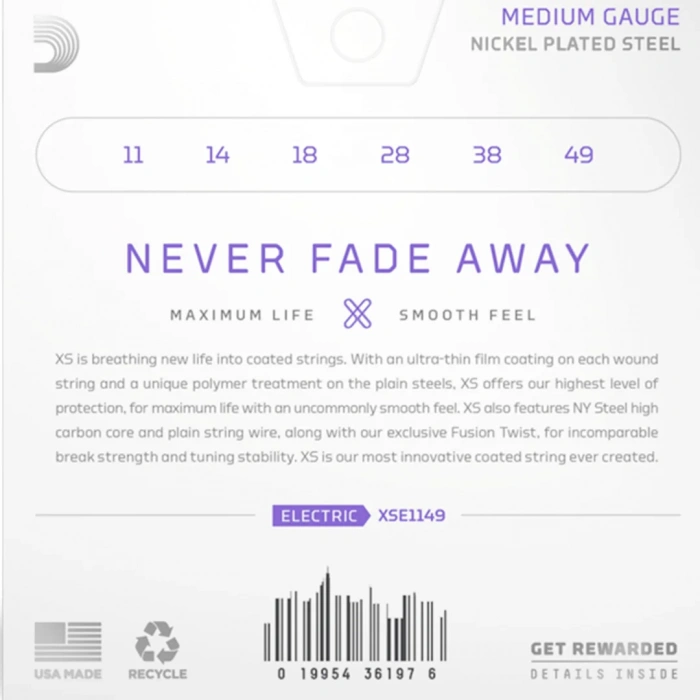 D'Addario XSE1149 XS Coated Medium 11-49