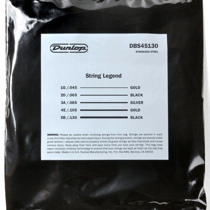 Dunlop DBS45130 Stainless Steel Medium 5-String 45-130