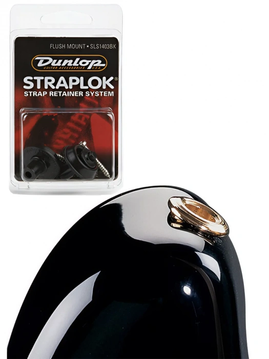 Dunlop SLS1403BK Straplok Strap Retainers Flush Mount Black Oxide