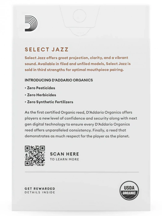 D'Addario ORRS10ASX2M Organic Select Jazz Alto Sax Unfiled 2M - 10 Pack