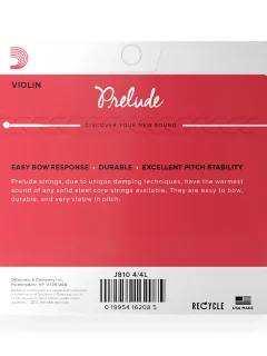 D'Addario J810 4/4L Prelude Violin String Set 4/4 Scale Light Tension