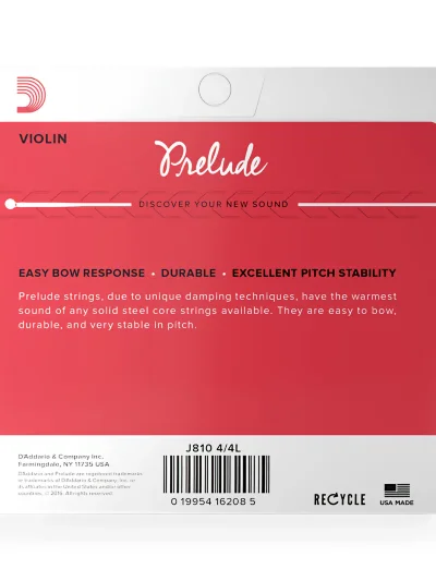 Струни для скрипки D'Addario J810 4/4L Prelude Violin String Set 4/4 Scale Light Tension