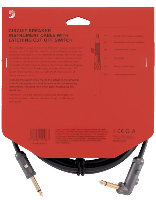 D'Addario PW-AGLRA-20 Curcuit Breaker Latching Switch (6m)