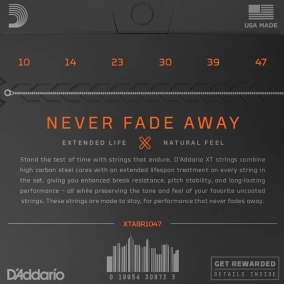 Струни D'Addario XTABR1047 XT 80/20 Bronze Extra Light 10-47 Струни D'Addario XTABR1047 XT 80/20 Bronze Extra Light 10-47