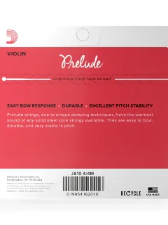 D'Addario J810 4/4M Prelude Violin String Set 4/4 Scale Medium Tension