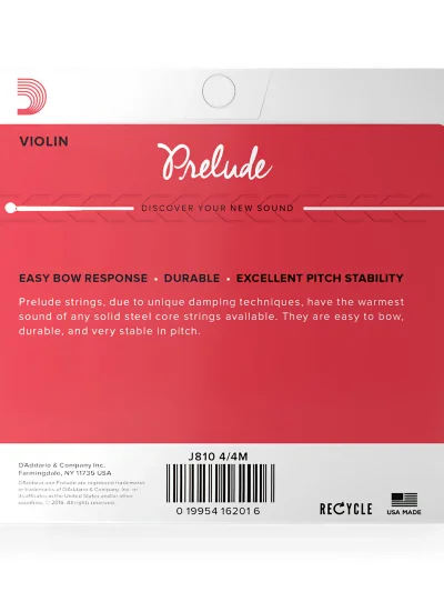 Струни для скрипки D'Addario J810 4/4M Prelude Violin String Set 4/4 Scale Medium Tension