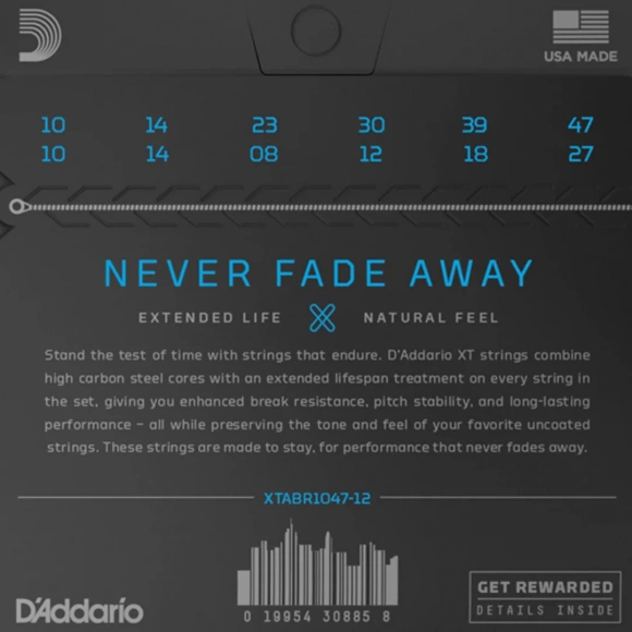 Струны D'Addario XTABR1047-12 XT 80/20 Bronze Light 12-String 10-47