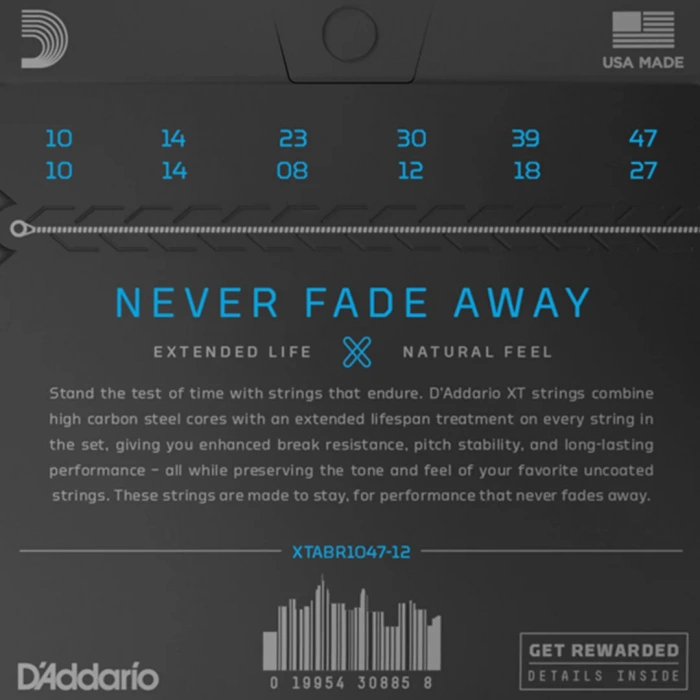 D'Addario XTABR1047-12 XT 80/20 Bronze Light 12-String 10-47