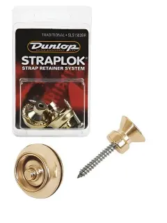 Dunlop SLS1502BR Straplok Strap Retainers Traditional Brass