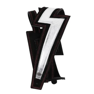 D'Addario 25LNBT00 Lightning Bolt Suede Guitar Strap (Silver)