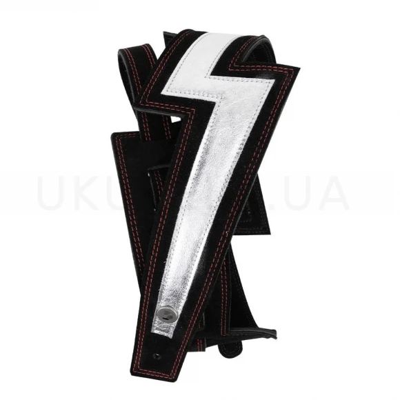 Ремень для гитари D'Addario 25LNBT00 Lightning Bolt Suede Guitar Strap (Silver)
