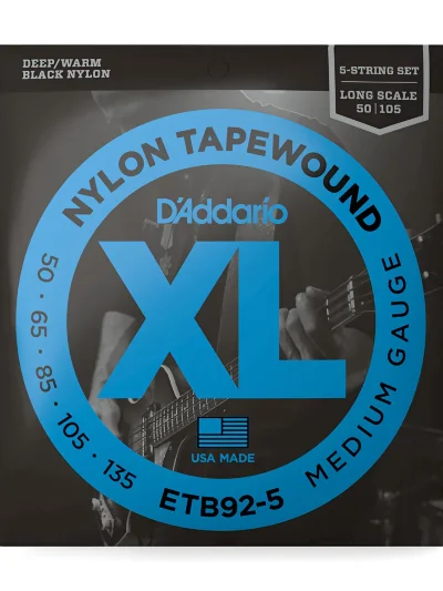 Струни D'Addario ETB92-5 XL Nylon Tapewound 5-String Bass (50-135)