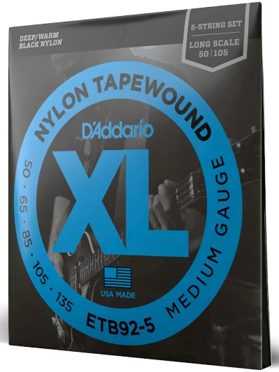 Струни D'Addario ETB92-5 XL Nylon Tapewound 5-String Bass (50-135)