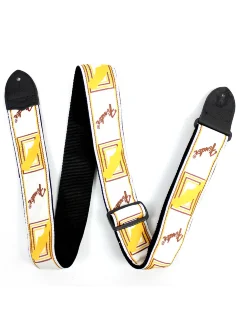 Fender Strap 2" Monogrammed White Brown Yellow