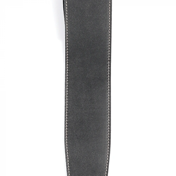 D'Addario 25LS00-DX Deluxe Leather Guitar Strap (Black with Contrast Stitch)