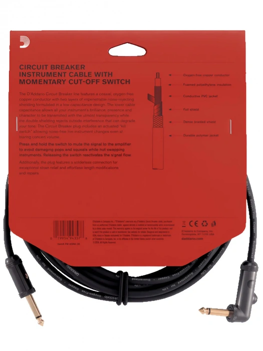 D'Addario PW-AGRA-10 Curcuit Breaker Momentary Mute (3m)