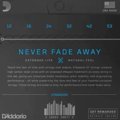 Струни D'Addario XTABR1253 XT 80/20 Bronze Light 12-53