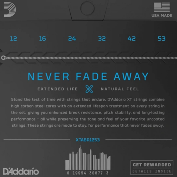 Струни D'Addario XTABR1253 XT 80/20 Bronze Light 12-53 Струни D'Addario XTABR1253 XT 80/20 Bronze Light 12-53