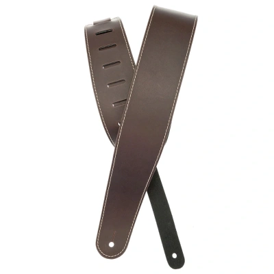 D&#039;Addario 25LS01-DX Deluxe Leather Guitar Strap (Brown with Contrast Stitch)