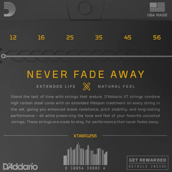 Струни D'Addario XTABR1256 XT 80/20 Bronze Light Top/Medium Bottom 12-56 Струни D'Addario XTABR1256 XT 80/20 Bronze Light Top/Medium Bottom 12-56