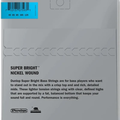 Струни Dunlop DBSBN45125 Super Bright Nickel 45-125
